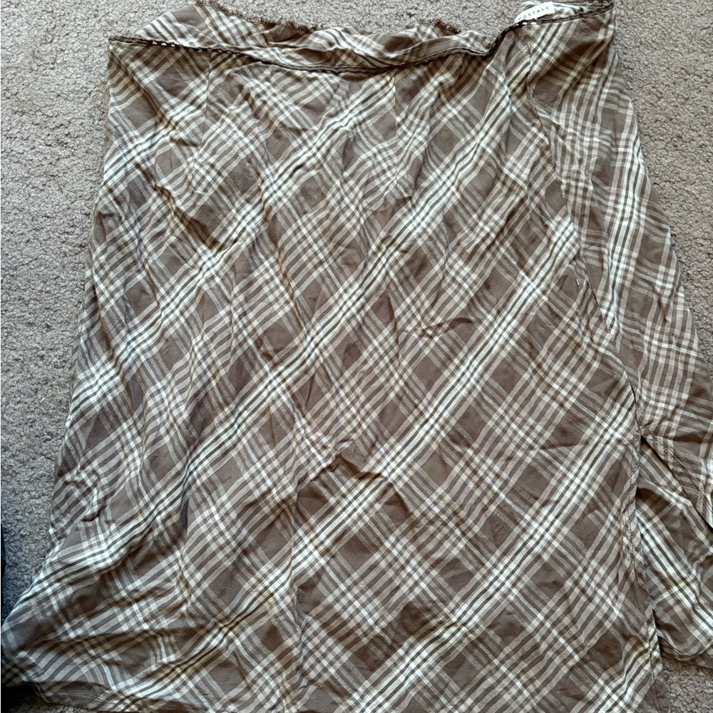 Aeropostale Brown and Cream Plaid Midi Skirt